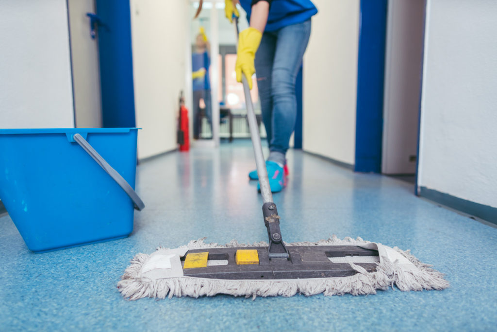 Shorely Clean janitorial staff cleaning workspace