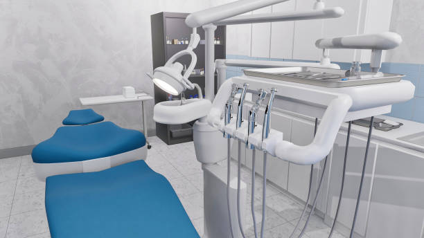Dental Office Cleaning in Long Branch, NJ in progress as a cleaner disinfects counters and mops lobby floors